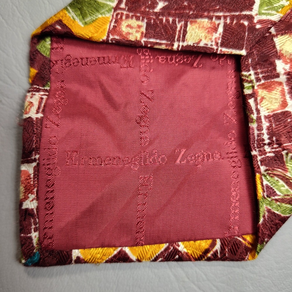 Vintage Ermenegildo Zegna Tie Multi Color Floral 100%‎ Silk  58" Made In Italy - Picture 5 of 11